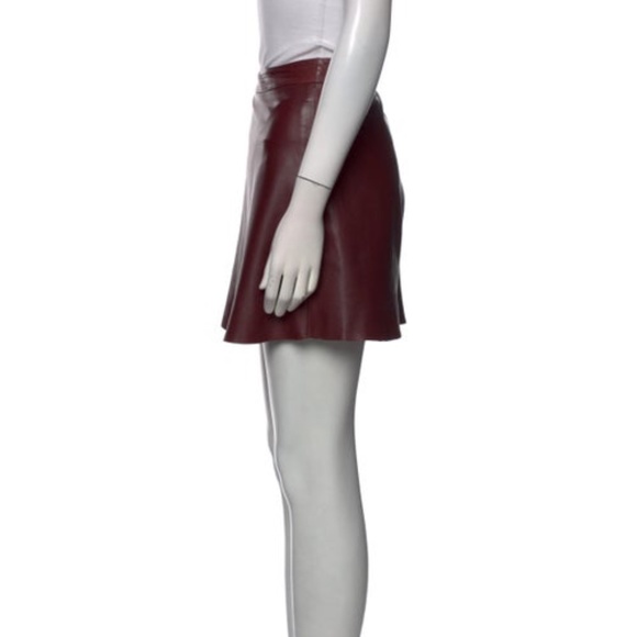 Veda Burgundy Leather Mini Skirt - Picture 3 of 5